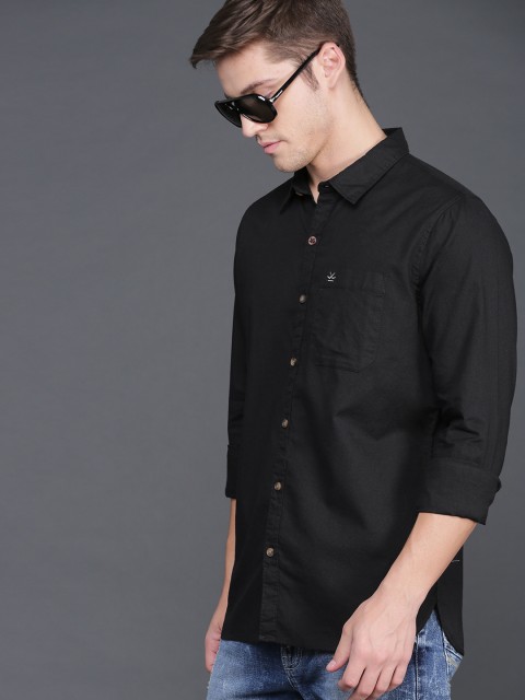 

WROGN Men Black Slim Fit Solid Casual Shirt