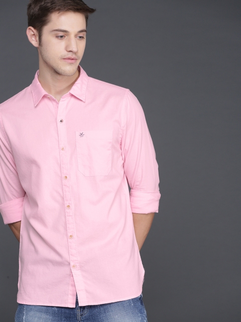

WROGN Men Pink Slim Fit Solid Casual Shirt