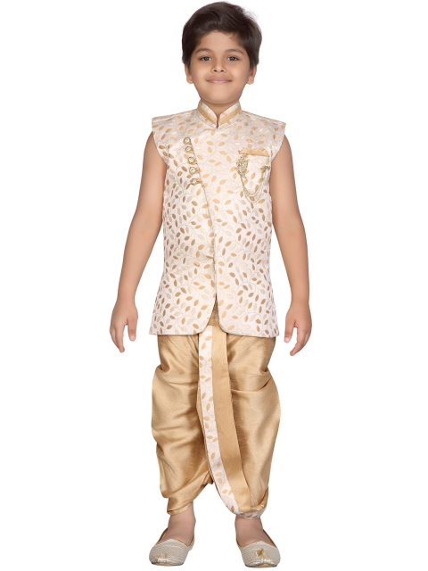

Aj DEZInES Boys Off-White & Beige Embroidered Kurta with Dhoti Pants