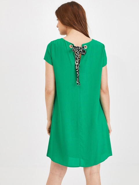 

promod Women Green Printed Fit & Flare Dress