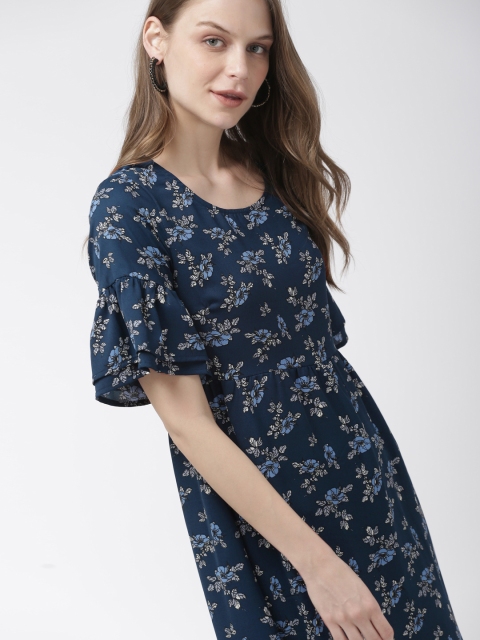 

Mast & Harbour Women Navy Blue Printed Fit and Flare Dress