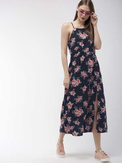 

Mast & Harbour Women Navy Blue & Peach-Coloured A-Line Dress