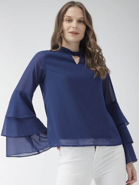 

Mast & Harbour Women Navy Blue Solid A-Line Top
