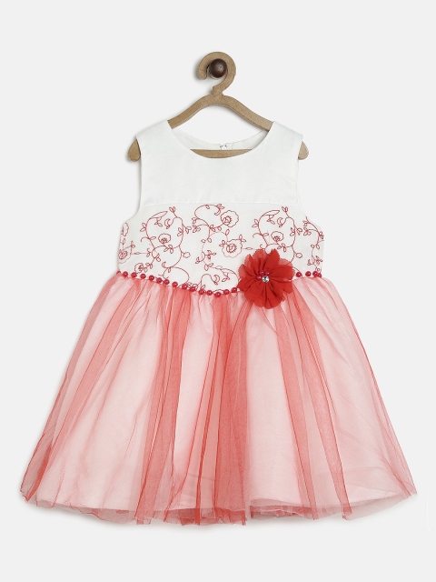 

Tiny Girl Girls Red & White Colourblocked Fit and Flare Dress