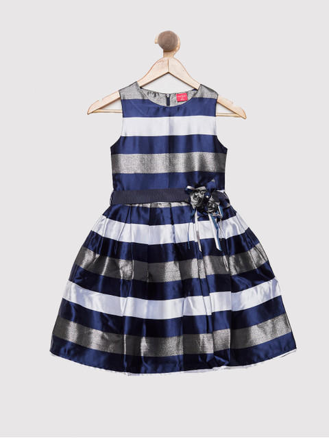 

Tiny Girl Girls Navy Blue & Grey Fit and Flare Dress