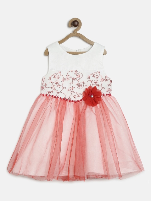 

Tiny Girl Red & White Colourblocked Fit and Flare Dress