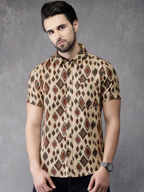 

Anouk Men Beige Regular Fit Printed Casual Shirt