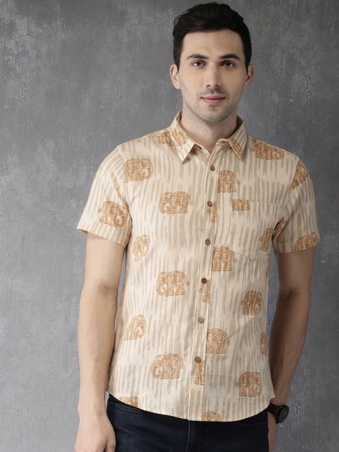 

Anouk Men Beige Regular Fit Printed Casual Shirt