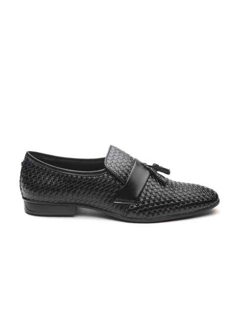 

Carlton London Men Black Basketweave Textured Semiformal Slip-Ons