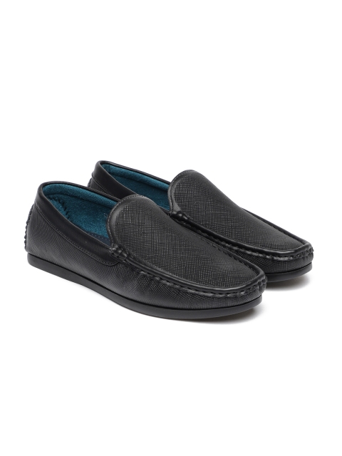 

Carlton London Men Black Textured Loafers