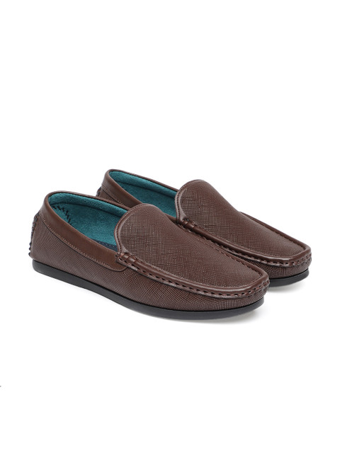 

Carlton London Men Brown Textured Loafers