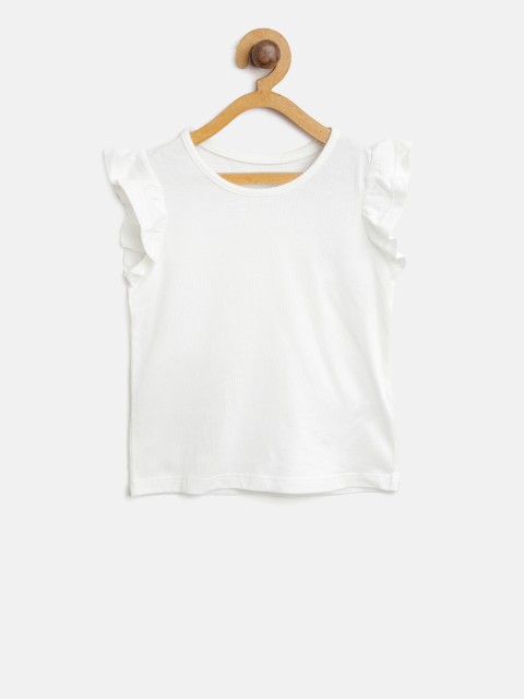 

Marks & Spencer Girls White Solid Ruffle Top
