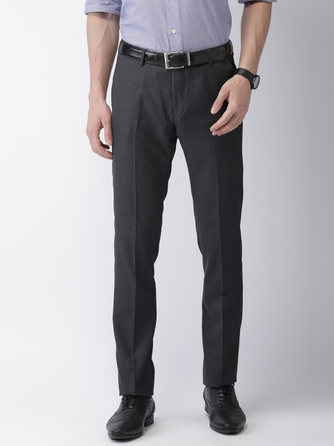 

Arrow Men Charcoal Grey Slim Fit Solid Formal Trousers