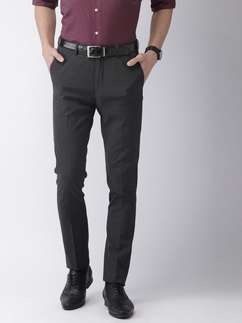 

Arrow Men Charcoal Grey Slim Fit Solid Formal Trousers