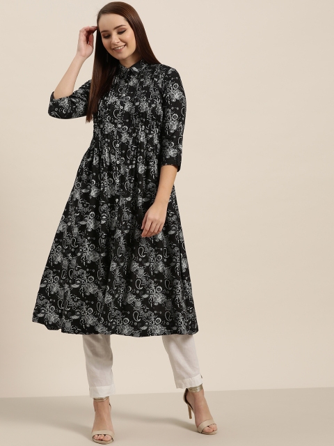 

Sangria Women Black & Silver Printed Anarkali Kurta