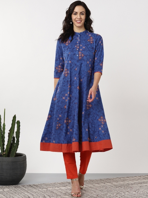 

Sangria Women Blue & Red Printed Anarkali Kurta