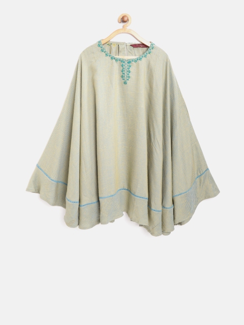 

Sangria Girls Yellow & Blue Striped Poncho Tunic