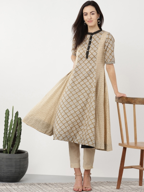 

Sangria Women Beige & Brown Printed Anarkali Kurta