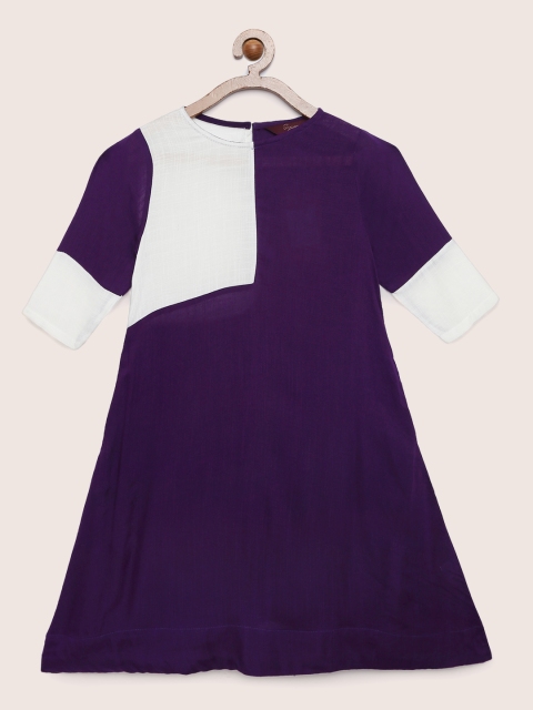 

Sangria Girls Violet & White Colourblocked A-line Dress