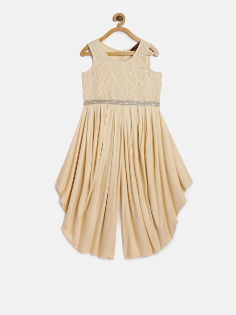 

Sangria Girls Beige Solid Basic Jumpsuit