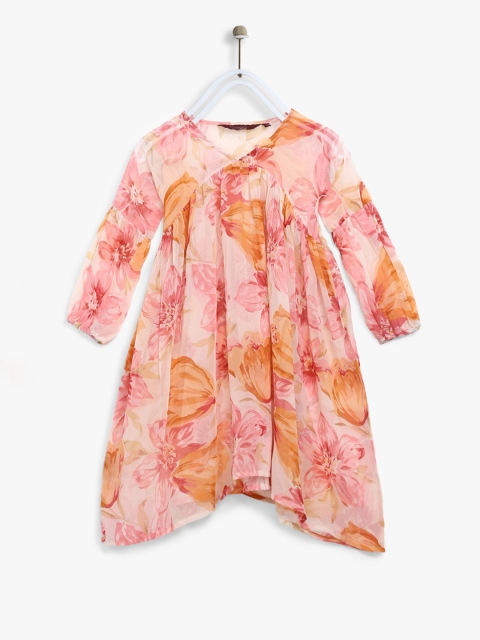 

Sangria Girls Pink & Orange Printed A-Line Top