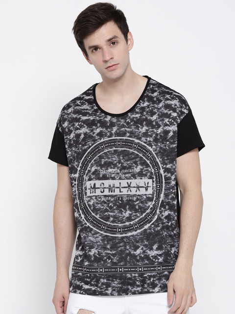 

Jack & Jones Green & Black Printed Pure Cotton T-shirt