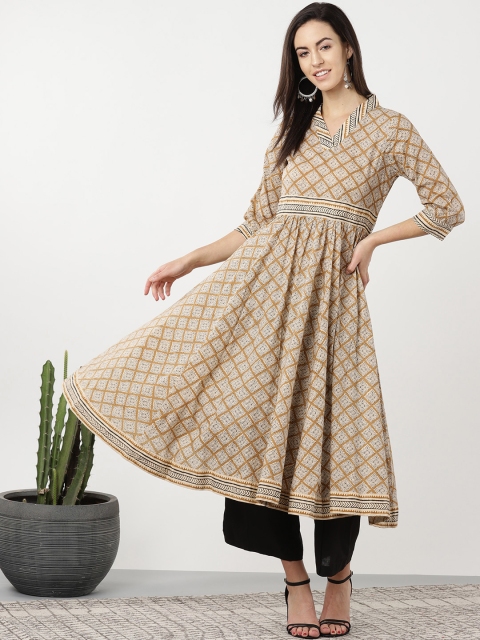 

Sangria Women Beige & Brown Printed Empire A-Line Kurta