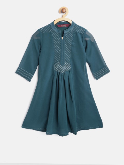 

Sangria Girls Teal Green Yoke Design A-Line Dress