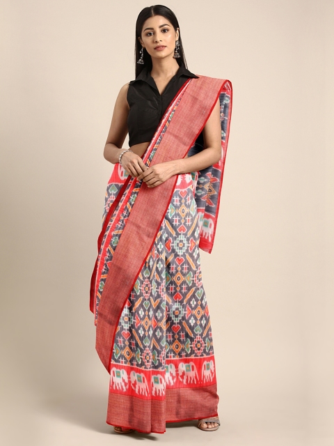 

GoSriKi Black Jute Cotton Printed Kota Saree