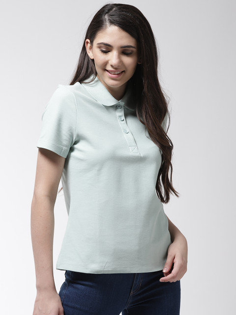

Marks & Spencer Women Green Solid Polo Collar T-shirt