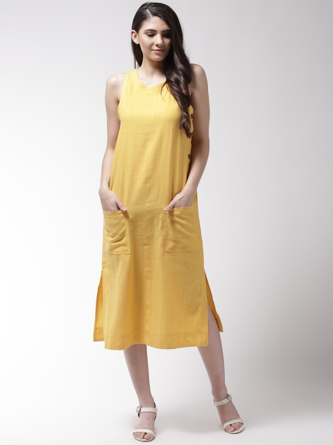 

Marks & Spencer Women Mustard Yellow Solid Shift Dress