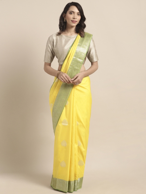 

Varkala Silk Sarees Yellow & Green Silk Blend Woven Design Kanjeevaram Saree