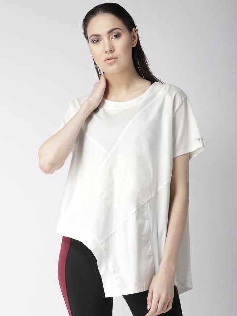 

Fitkin Women White Solid Asymmetrical Boxy Top