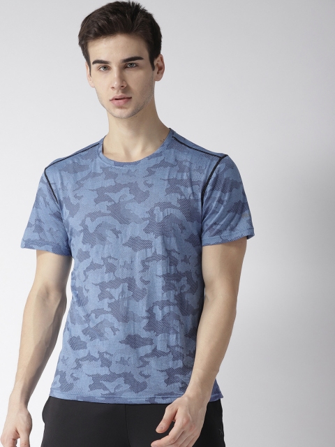 

Fitkin Men Blue Camouflage Pattern Round Neck T-shirt