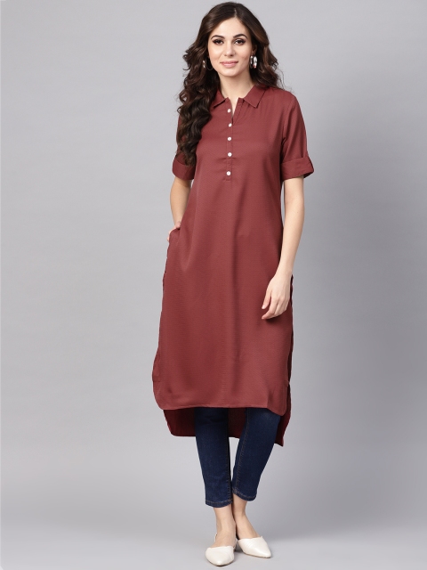 

Shree Women Pink Rust Brown Woven Design Pathani Kurta