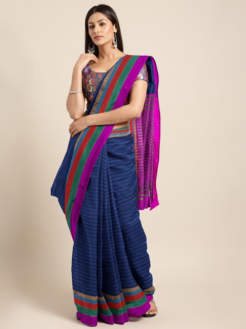 

Pisara Blue Silk Cotton Woven Design Chanderi Saree