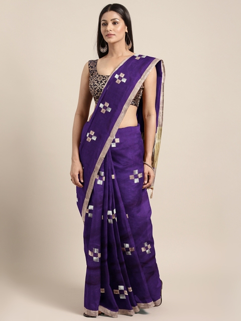 

Pisara Navy Blue Silk Cotton Woven Design Banarasi Saree