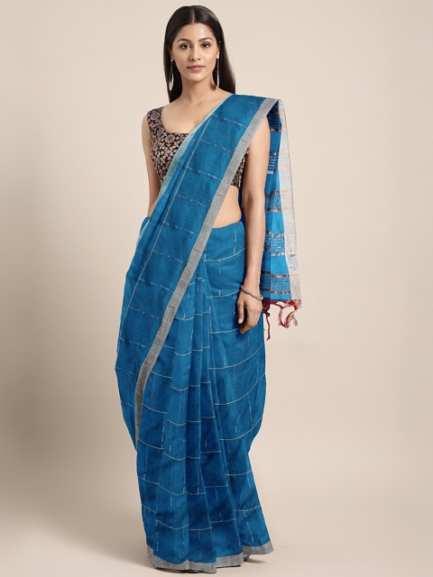 

Pisara Blue Silk Cotton Woven Design Banarasi Saree