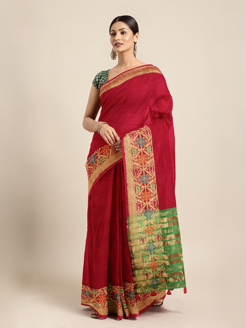 

Pisara Women Maroon Silk Cotton Woven Design Kanjeevaram Saree