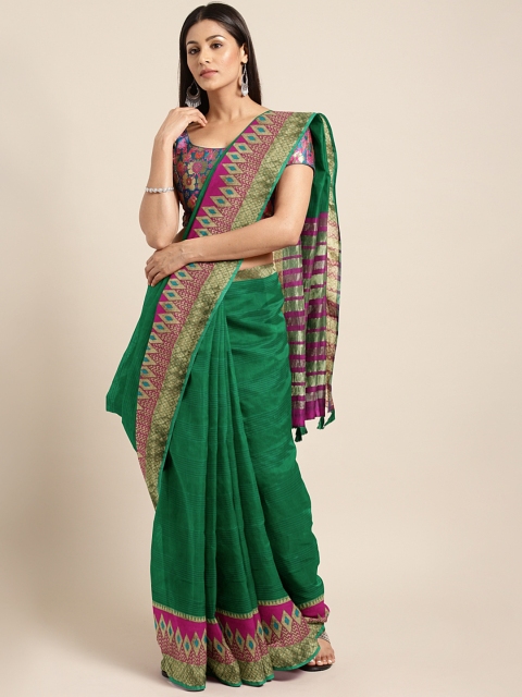 

Pisara Women Green Silk Cotton Woven Design Kanjeevaram Saree