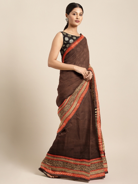 

Pisara Brown Silk Cotton Woven Design Kanjeevaram Saree