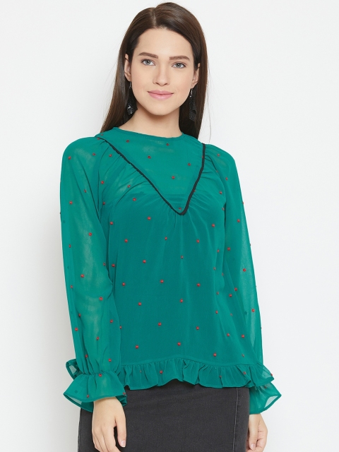 

I AM FOR YOU Women Green Solid Top
