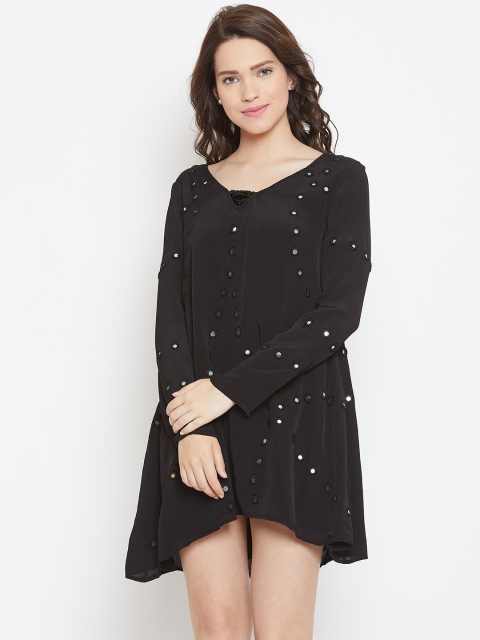 

I AM FOR YOU Women Black Embellished A-Line Dress