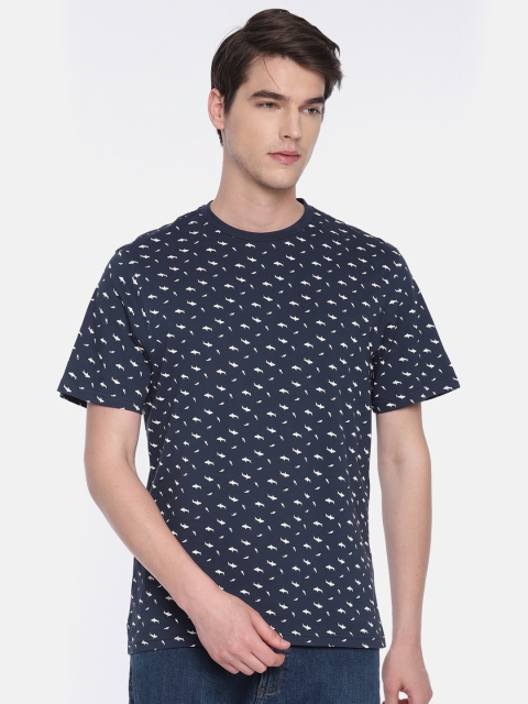 

Marks & Spencer Men Navy Blue Printed Round Neck T-shirt