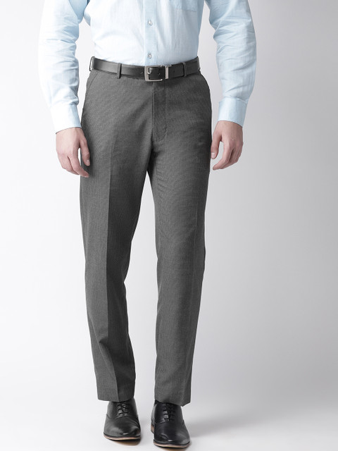 

Marks & Spencer Men Black & Grey Regular Fit Houndstooth Pattern Formal Trousers