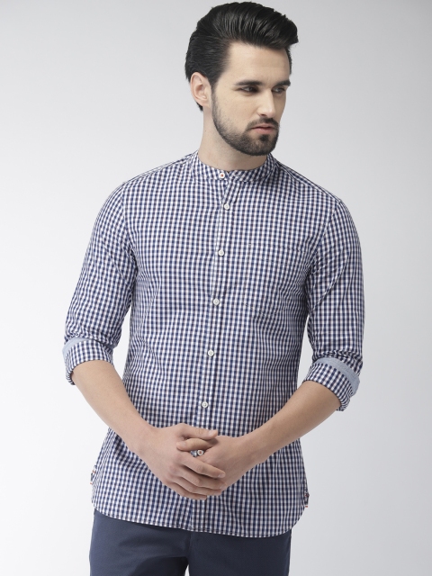 

Marks & Spencer Men Navy Blue & White Slim Fit Checked Casual Shirt