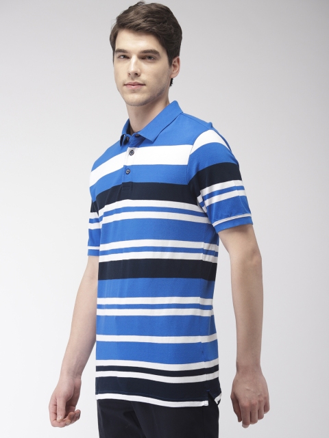 

Marks & Spencer Men Blue & White Striped Polo T-shirt