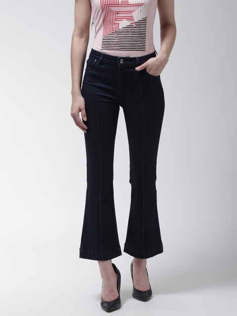 

Madame Women Navy Blue Flared Mid-Rise Clean Look Stretchable Jeans