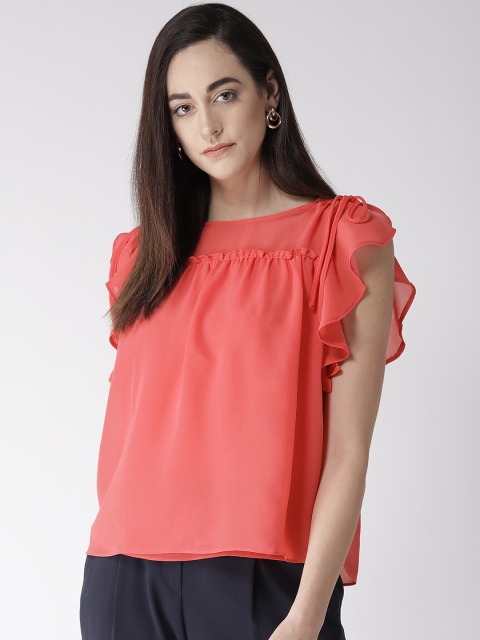 

Madame Women Pink Solid Longline Styled Back Top