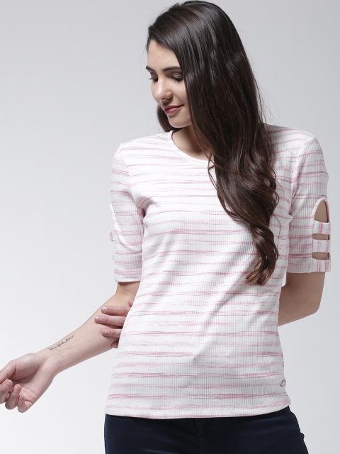 

Madame Women White & Pink Striped Top